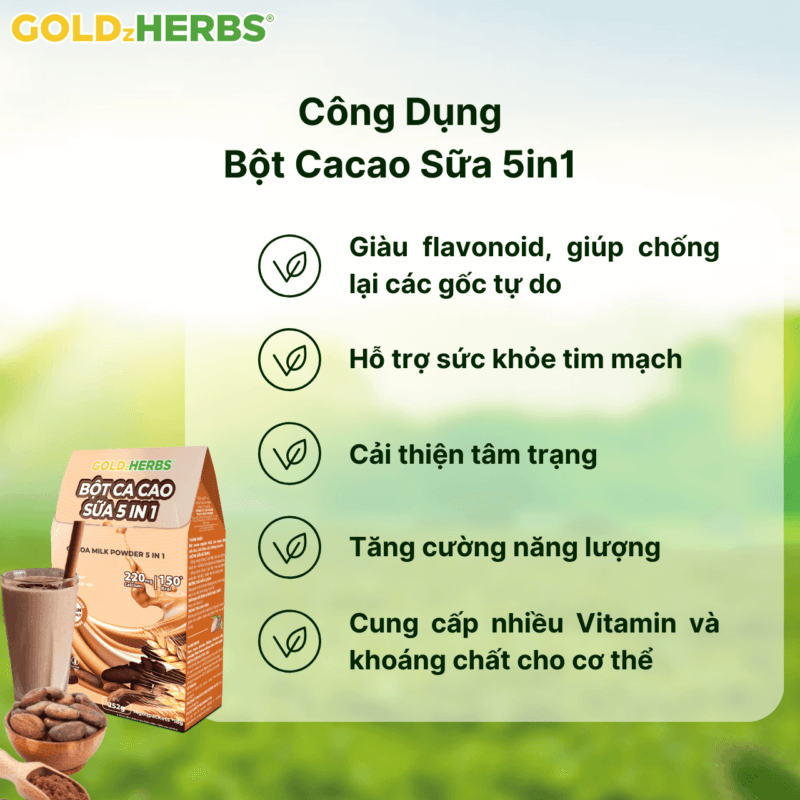 Bột Cacao Sữa 5 in 1 GOLDzHERBS