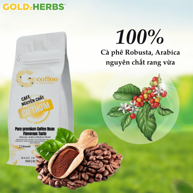 Thành phần cafe nguyên chất Gu Thơm GoldzHerbs